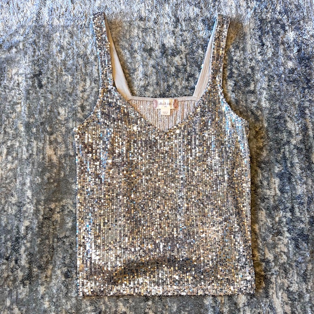 Gold sequin tank